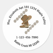Sticker Rond Cowboy Boot and Casquette Off Accueil Coordonnées (Devant)