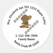 Sticker Rond Cowboy Boot and Casquette Off Family Home Adresse (Devant)