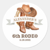 Sticker Rond Cowboy Boots, Casquette et Lasso (Devant)