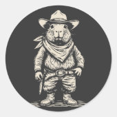 Sticker Rond cowboy capybara (Devant)