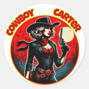 Sticker Rond Cowboy carter