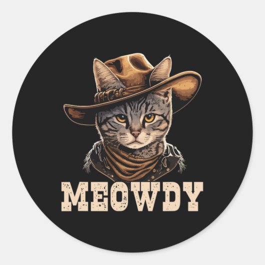 Sticker Rond Cowboy Cat Meowdy (Devant)