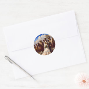 Sticker Rond Cowboy et mariée Mariage extérieur