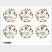 Sticker Rond Cowboy First Rodeo Wild West fête d'anniversaire (Feuille)