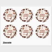 Sticker Rond Cowboy First Rodeo Wild West fête d'anniversaire (Feuille)