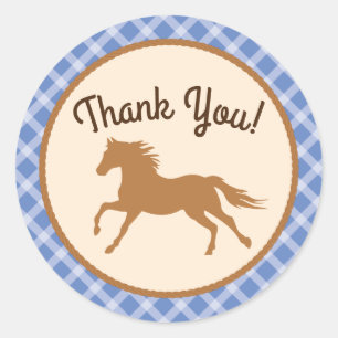 Sticker Rond Cowboy Horse Thème de fête d'anniversaire de l'enf