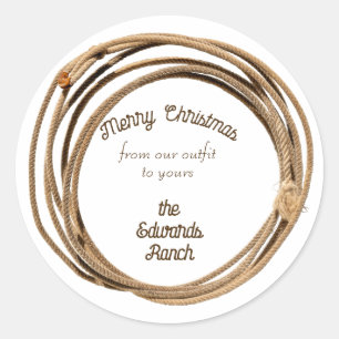 Sticker Rond Cowboy Lariat Joyeux Noël