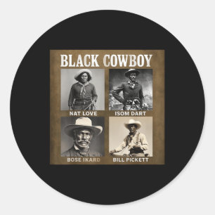 Sticker Rond Cowboy Noir Rodeo Western Mélanine Histoire Noire