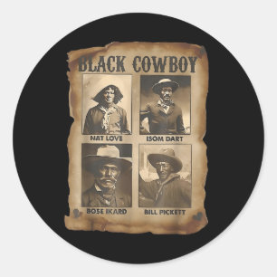 Sticker Rond Cowboy Noir Rodeo Western Mélanine Histoire Noire