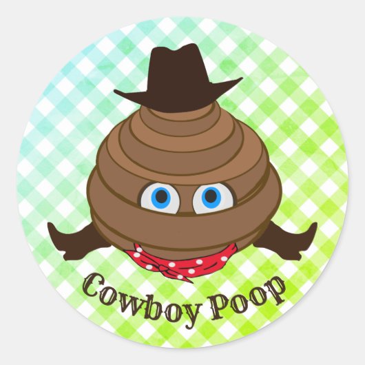 Sticker Rond Cowboy Poop Emoji (Devant)