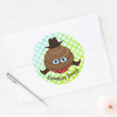 Sticker Rond Cowboy Poop Emoji (Enveloppe)
