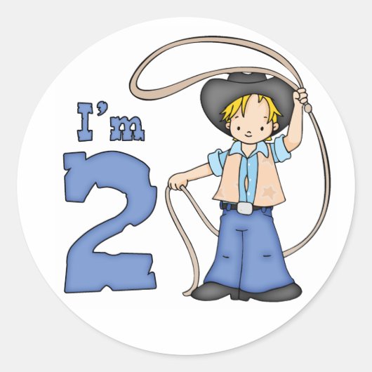 Sticker Rond Cowboy Roper 2e anniversaire (Devant)