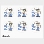 Sticker Rond Cowboy Roper 2e anniversaire (Feuille)