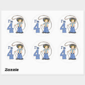 Sticker Rond Cowboy Roper 4e anniversaire (Feuille)