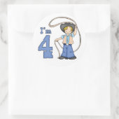 Sticker Rond Cowboy Roper 4e anniversaire (Sac)