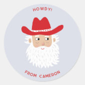 Sticker Rond Cowboy Santa Claus Christmas Custom Text (Devant)