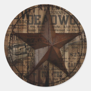 Sticker Rond cowboy sauvage primitif d'étoile de Texas de pays