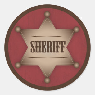 Sticker Rond Cowboy Sheriff Badge Baby shower occidental