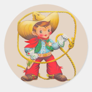 Sticker Rond Cowboy Sherriff Boy's Birthday Party