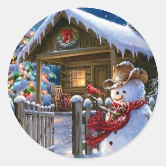 Sticker Rond Cowboy Snowman (Devant)