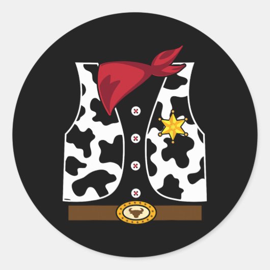 Sticker Rond Cowboy Vest Western Sheriff Costume Cool Easy Hall (Devant)