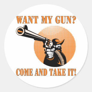 Sticker Rond Cowboy Veut Que Mon Arme Vienne Le Prendre