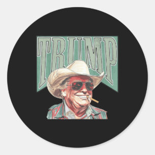 Sticker Rond Cowboy Western Faire de l'Amérique Grand Trump pap