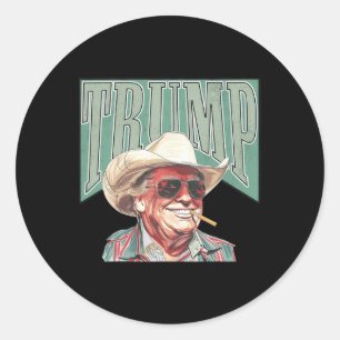 Sticker Rond Cowboy Western Faire de l'Amérique Grand Trump pap