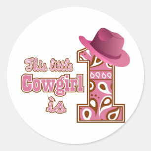 Sticker Rond Cowgirl 1er anniversaire
