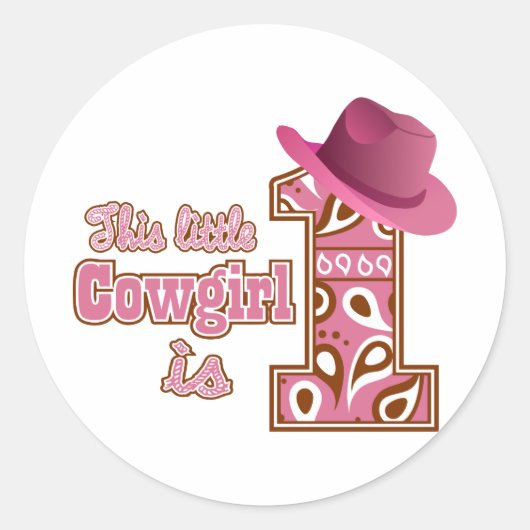 Sticker Rond Cowgirl 1er anniversaire (Devant)