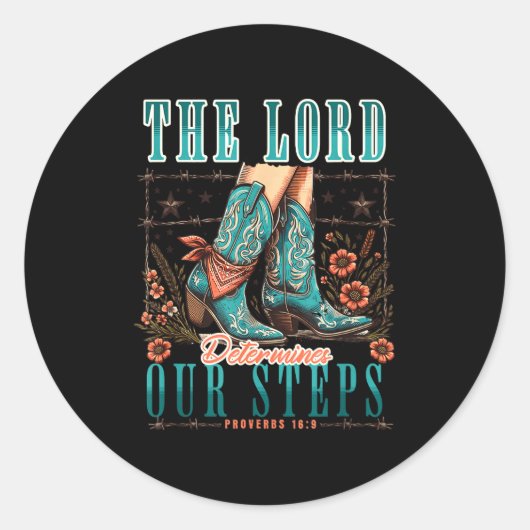 Sticker Rond Cowgirl Bible Scripture Verse Western Jesus For Wo (Devant)