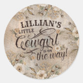 Sticker Rond Cowgirl Boho Floral Western Script (Devant)