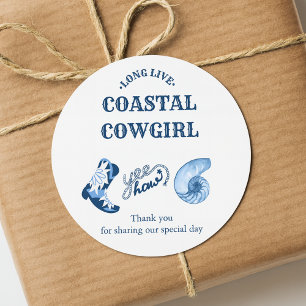 Sticker Rond cowgirl côtière bleue