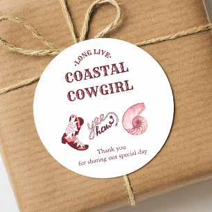 Sticker Rond cowgirl côtière rose