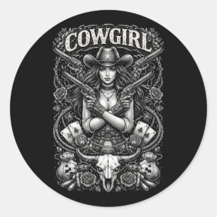 Sticker Rond Cowgirl de fer