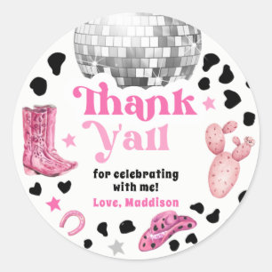 Sticker Rond Cowgirl Disco Rodéo Gâteau d'anniversaire Cupcake