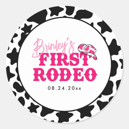 Sticker Rond Cowgirl Disco Rose Premier Rodéo (Devant)
