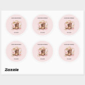 Sticker Rond Cowgirl Fleur sauvage Bash Anniversaire rose | Wes (Feuille)