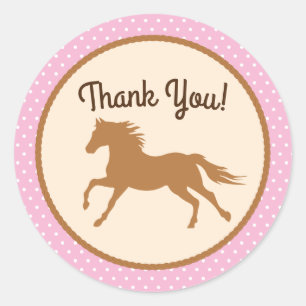 Sticker Rond Cowgirl Horse Pony mignonne 1er anniversaire de fê