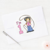 Sticker Rond Cowgirl Roper 1er anniversaire (Enveloppe)