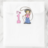 Sticker Rond Cowgirl Roper 1er anniversaire (Sac)