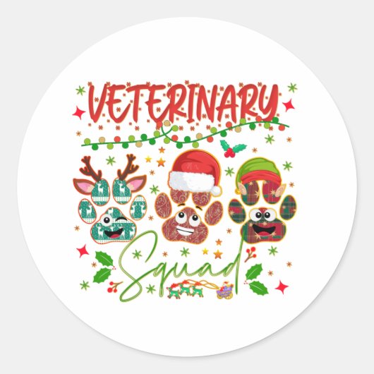 Sticker Rond Coworkers de Veterinary Christmas (Devant)