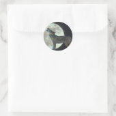 Sticker Rond Coyote Howling sur la lune (Sac)