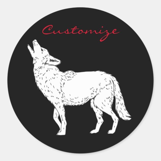 Sticker Rond Coyote Howling Thunder_Cove (Devant)