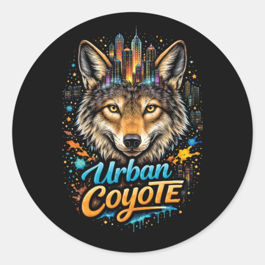 Sticker Rond Coyote urbain (Devant)