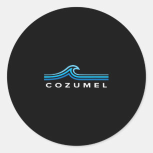 Sticker Rond Cozumel Mexique Vagues Vintage Hommes Femmes Fille