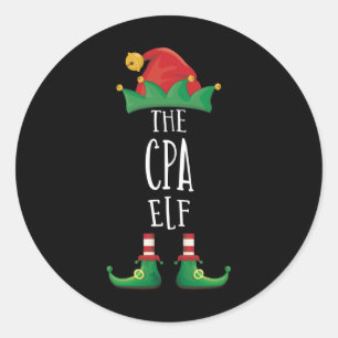 Sticker Rond Cpa Elf Shirt Funny Family Matching Group Christma