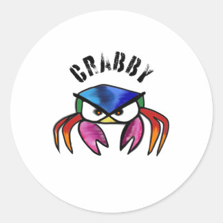 Sticker Rond Crabby Crab Drôle fou