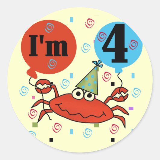 Sticker Rond Crabe 4e anniversaire Tshirts et cadeaux (Devant)
