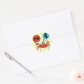 Sticker Rond Crabe 4e anniversaire Tshirts et cadeaux (Enveloppe)